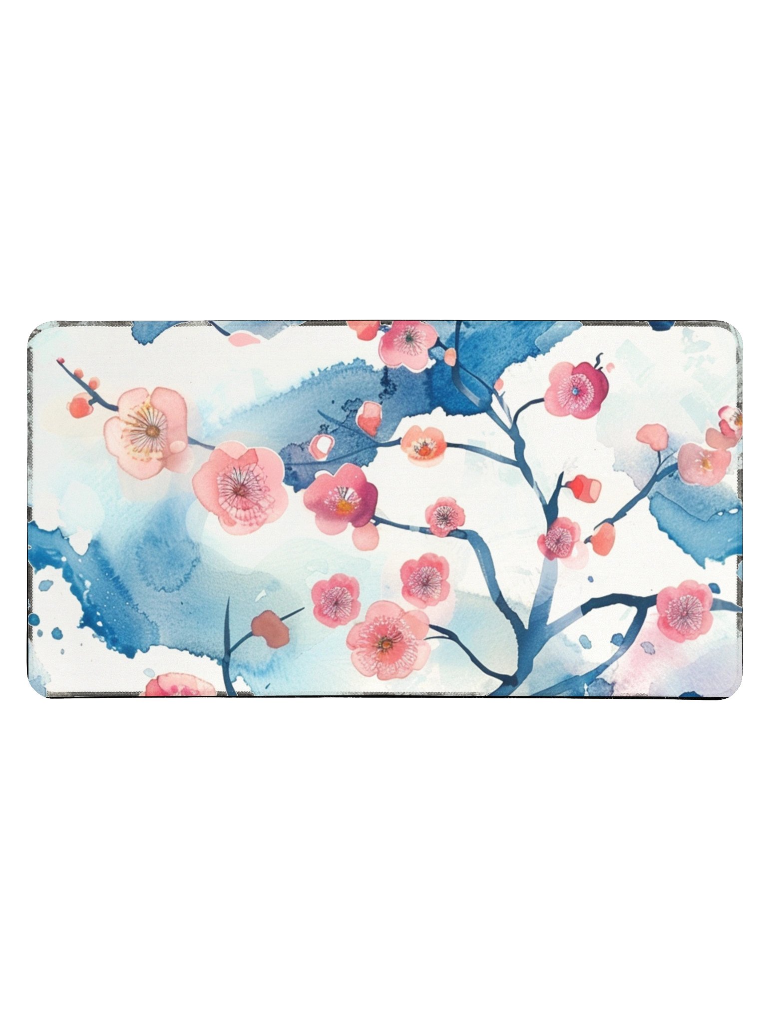 15.5" x 31.5" Traditional Japanese Watercolor Desk Mat - Plum Blossom product image (1)
