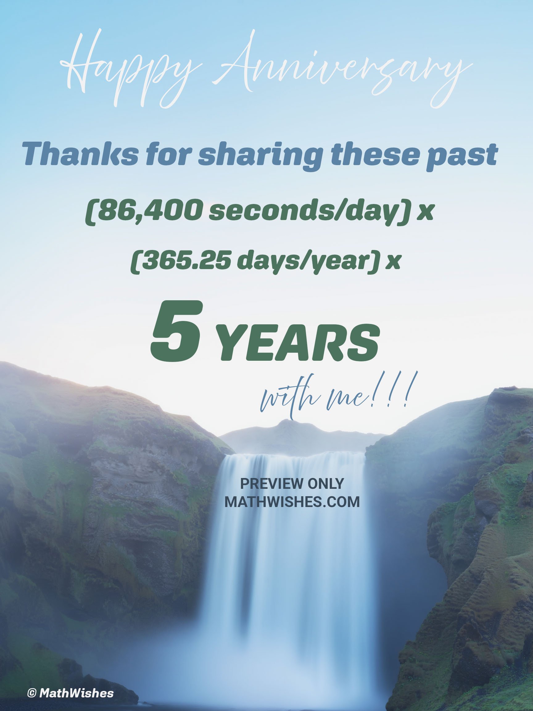 5th Anniversary Card - Waterfall product image (1)