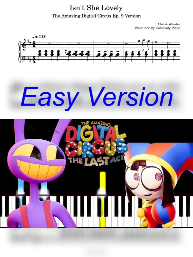Isn't She Lovely TADC Ep 9 Piano Arr. by Camelody Piano product image (1)