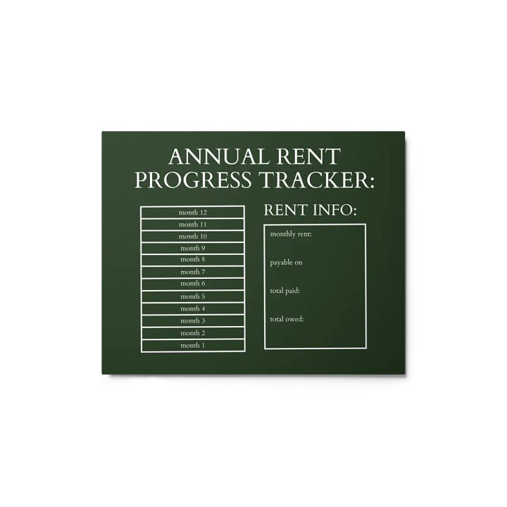 HIGHFALUTIN ANNUAL RENT TRACKER (white design 4) product image (1)