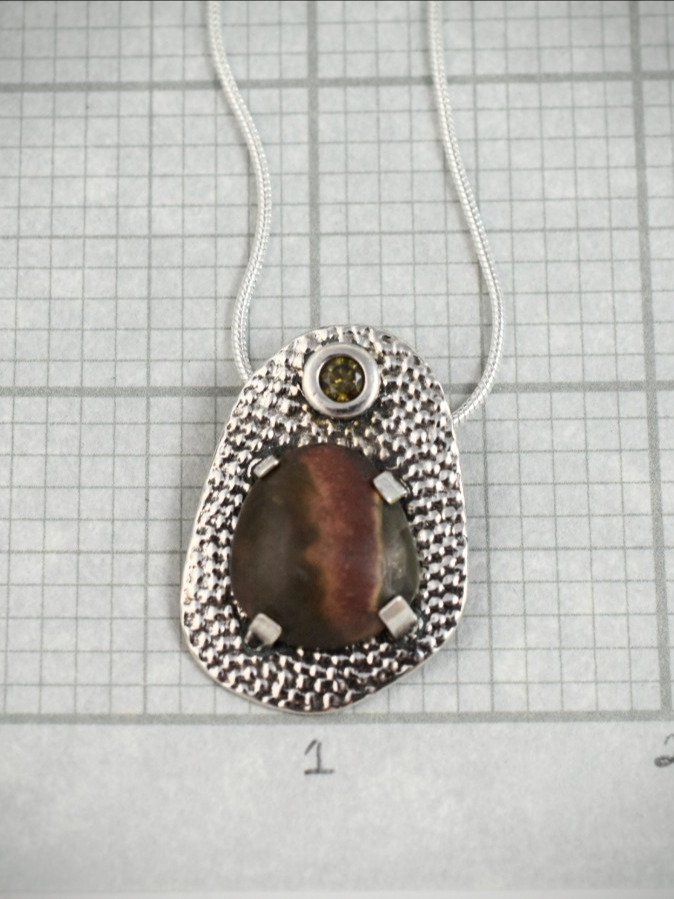 Sterling Silver Red Creek Jasper Pendant – Unique Beauty with a Sparkle product image (2)