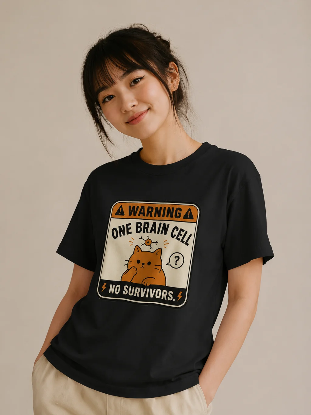 One Brain Cell Cat T-Shirt | Funny Orange Cat Meme Tee for Cat Lovers product image (1)