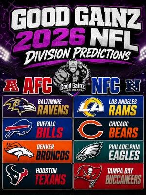 📢 Annual Good Gainz NFL Predictions Are HERE! 🙌 . 💬 Let Us Know Your Thoughts On This Year's Predictions and Where We Went Wrong? 🤔  ✅ Make Sure You're Follow @goodgainzcardbreaks For More Sports Content! #pullingsomegoodgainz🔥 #trending #nflpredictions #footballtiktok 