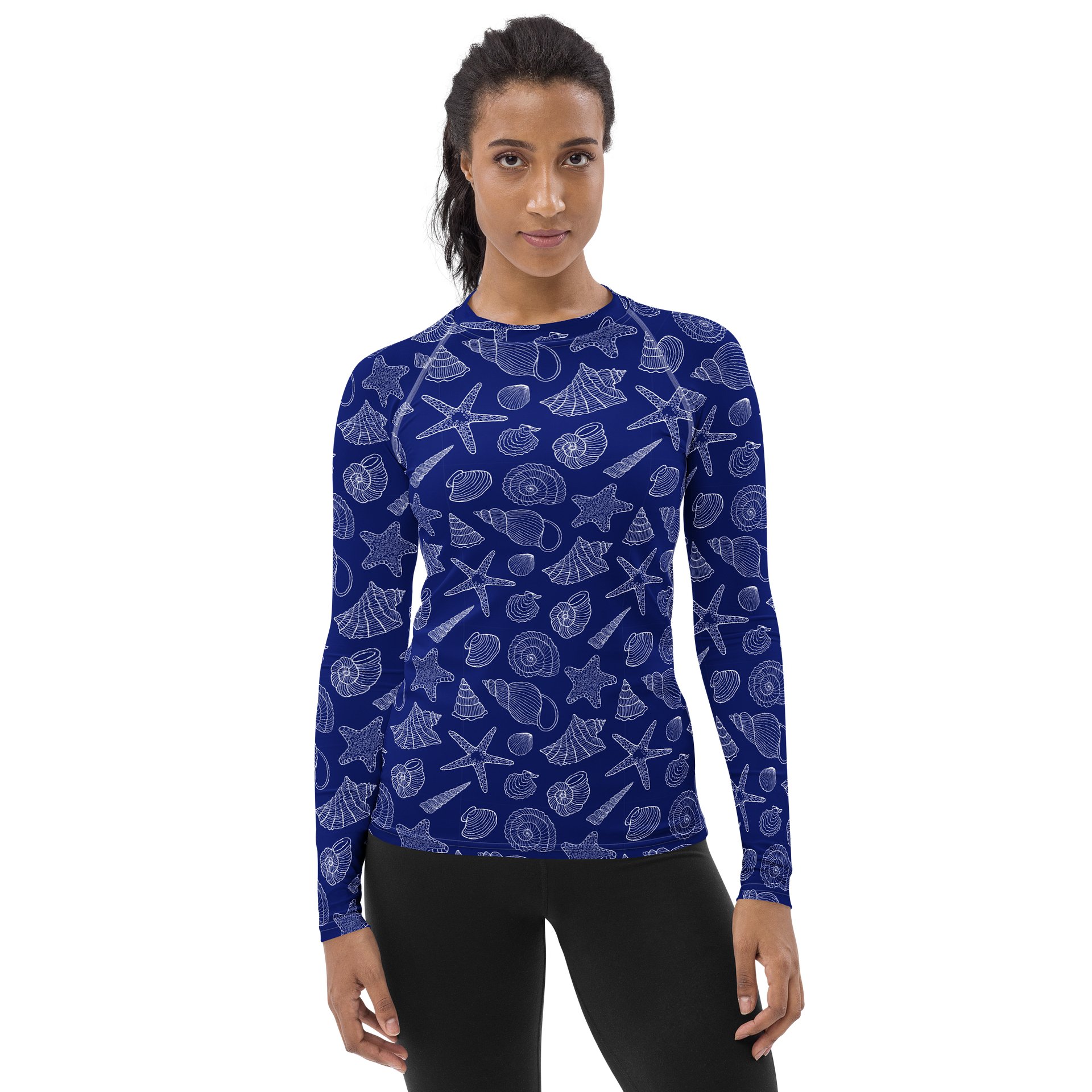 Coastal Ocean Shells Print Women's Rash Guard product image (1)