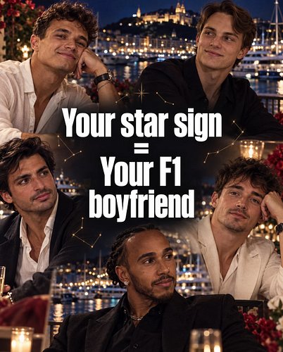 Your star sign = your f1 boyfriend 

#f1 #starsign #love #boyfriend #astrology