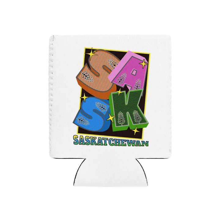 Sask Saskatchewan Block Letter Signature Can Cooler product image (1)