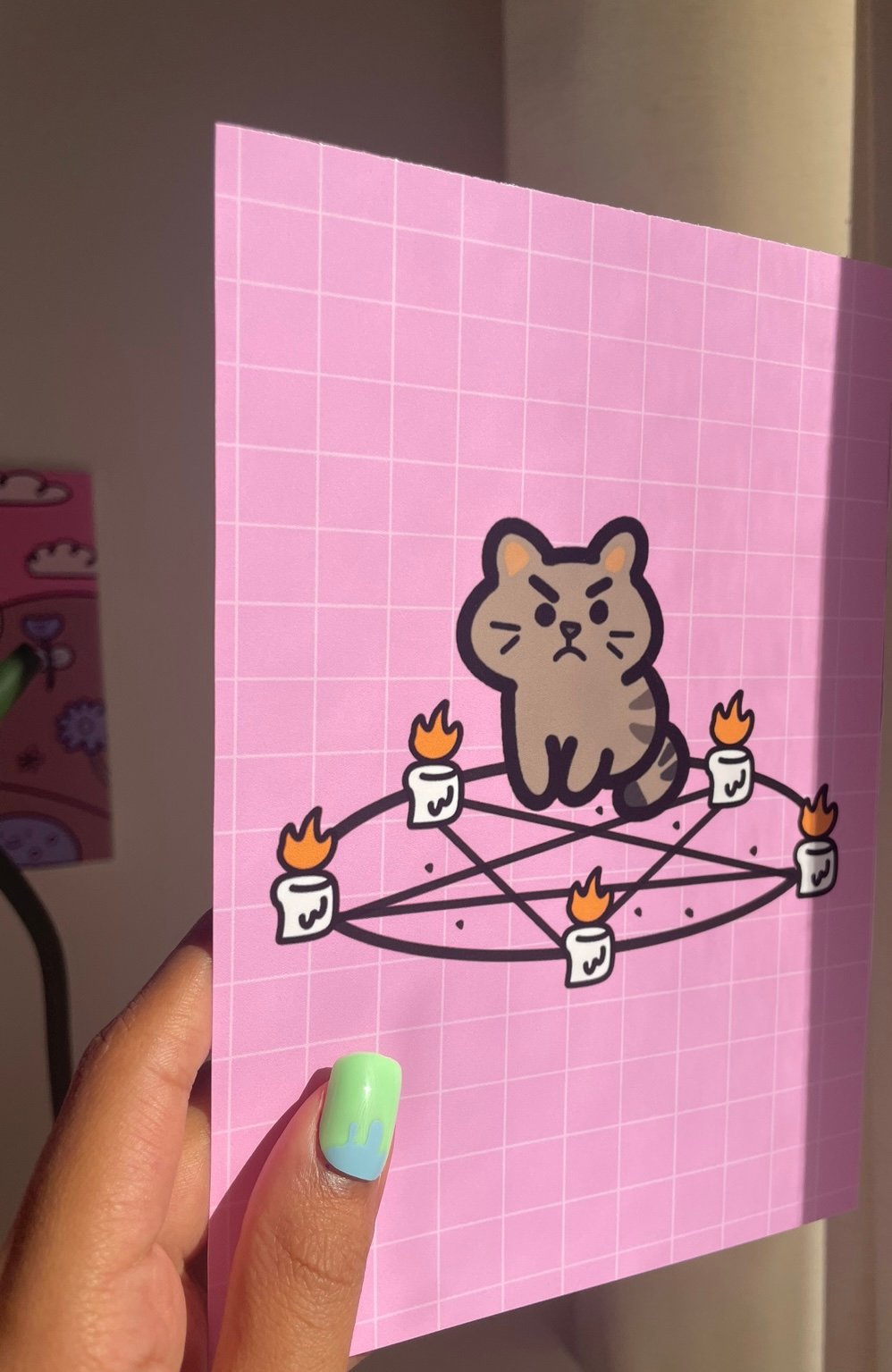 Cranky Brown Cat Pink Print product image (1)
