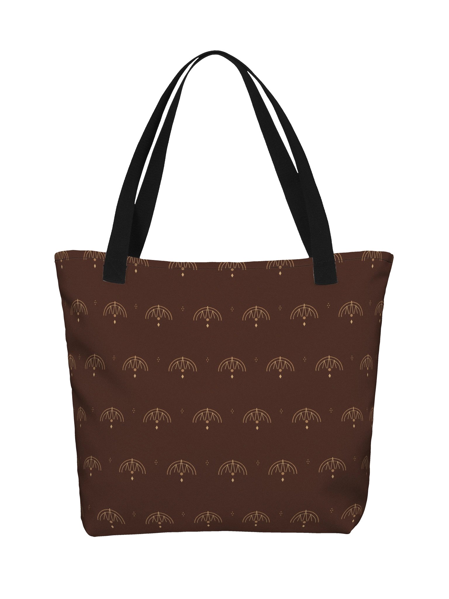 Espresso Signature Large Tote Bag – Chocolate Brown Art Deco Shoulder Bag with Pocket product image (1)