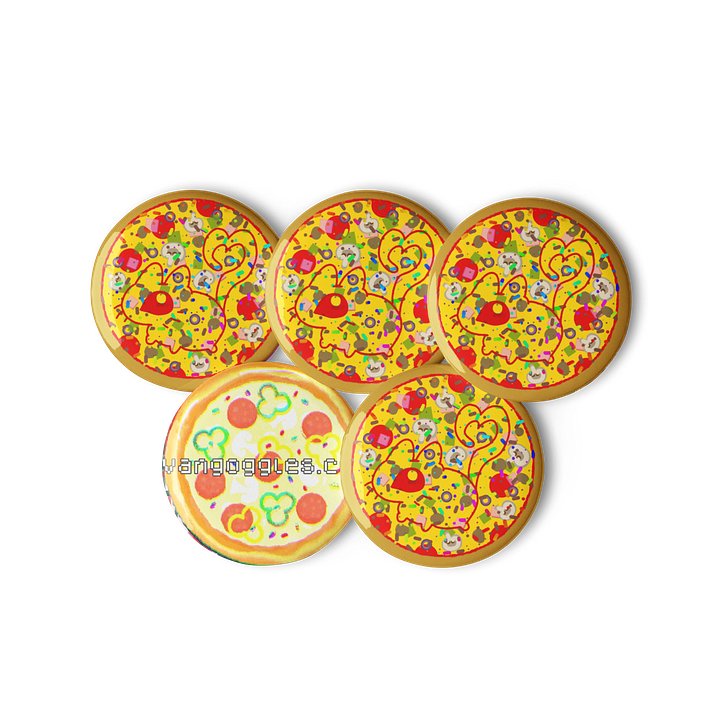 “one with everything” rainbow sprinkle deluxe vanny pizza graphic button set product image (2)