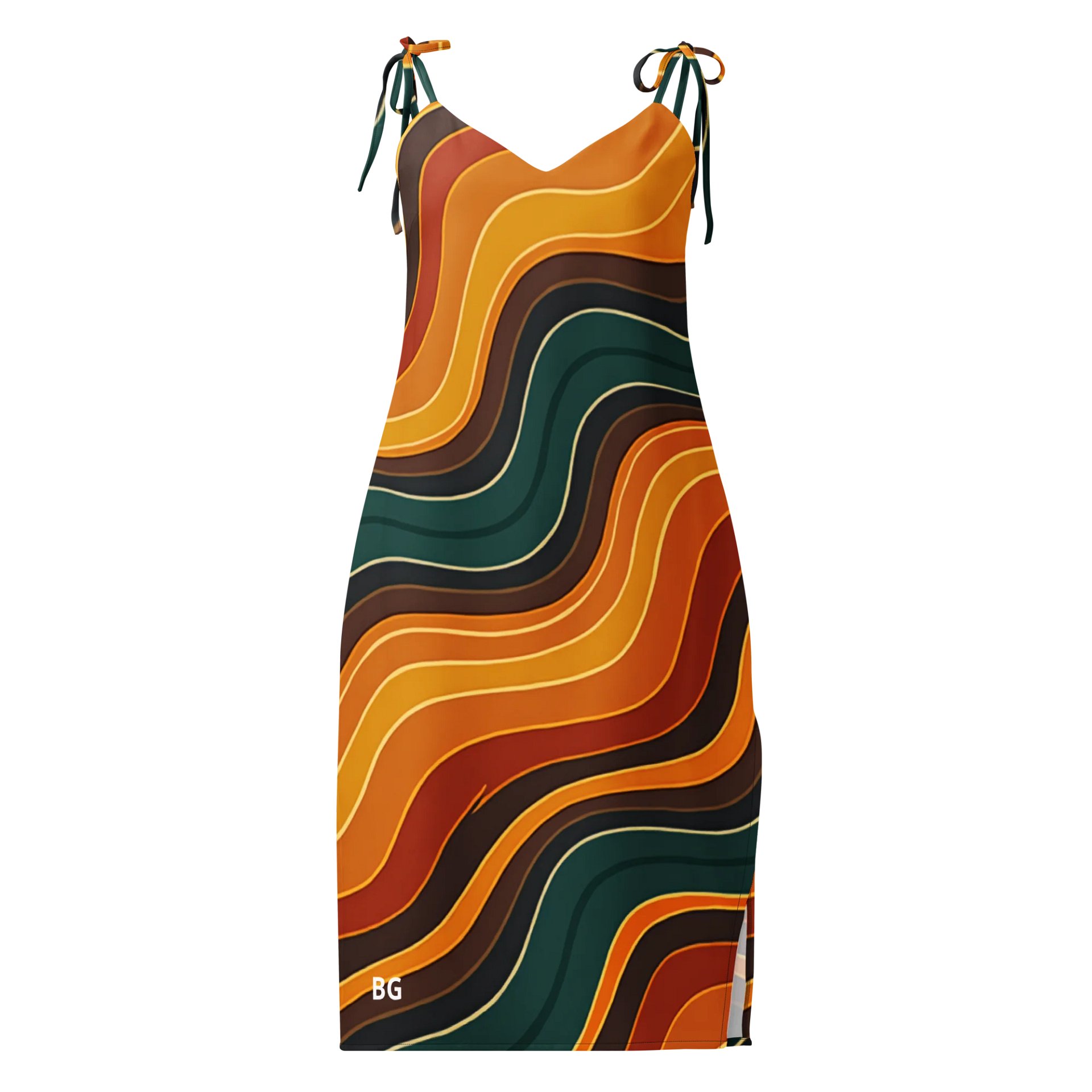 Barry Grady 'Flowing Waves' All-Over Print Slip Dress product image (1)
