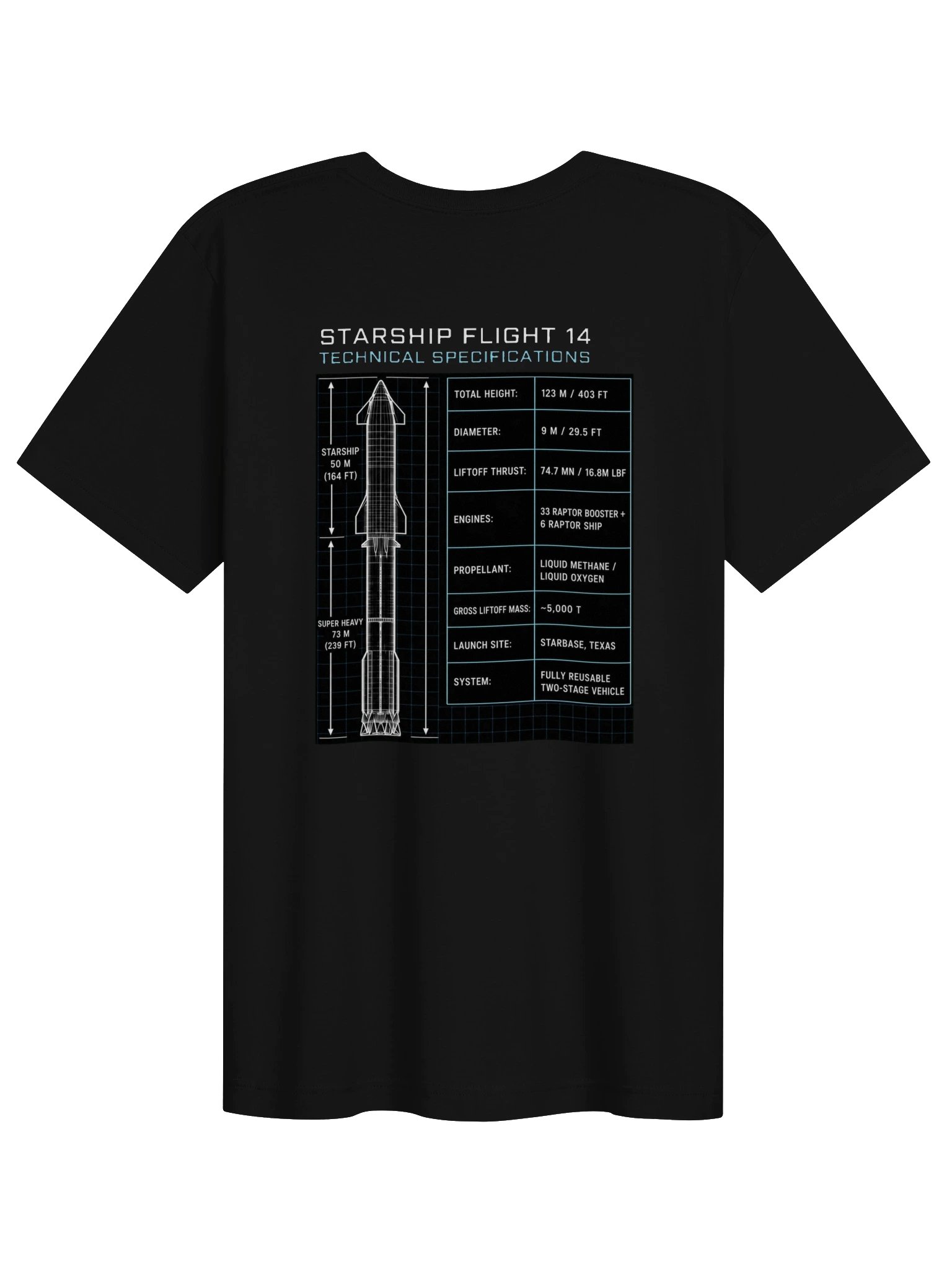 Starship Flight 14 Technical Specifications Tee product image (2)