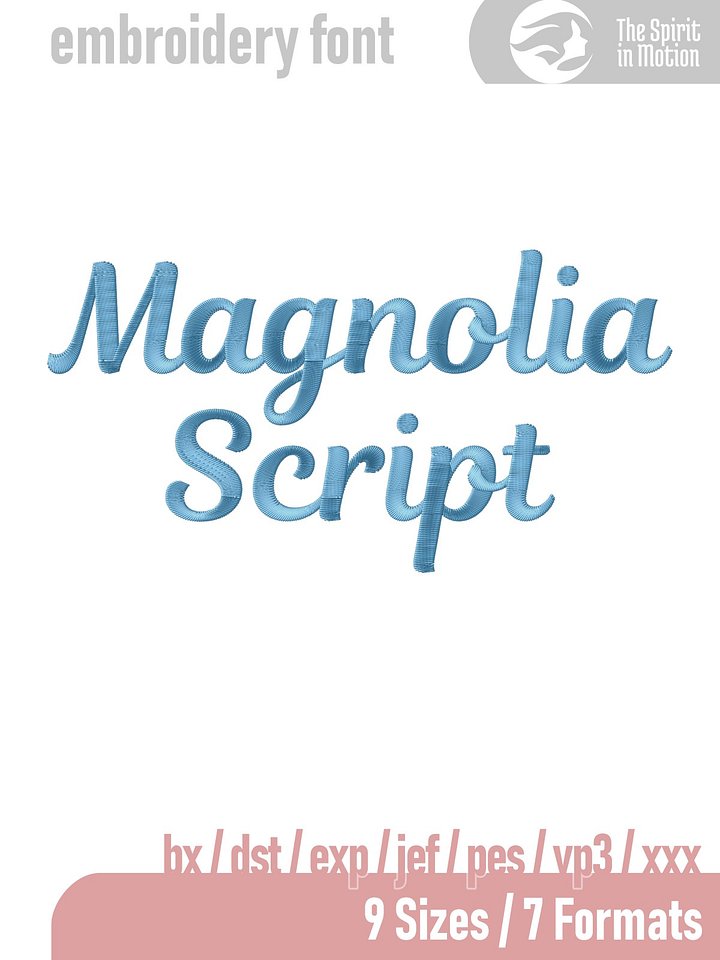 Magnolia Regular Script Embroidery Font product image (1)