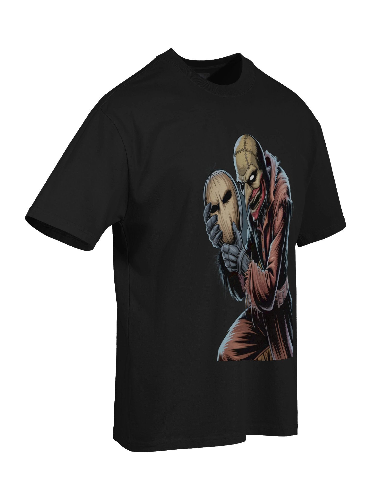Stitched Spectre: Scarecrow's Masked Menace Oversized Faded T-Shirt product image (8)