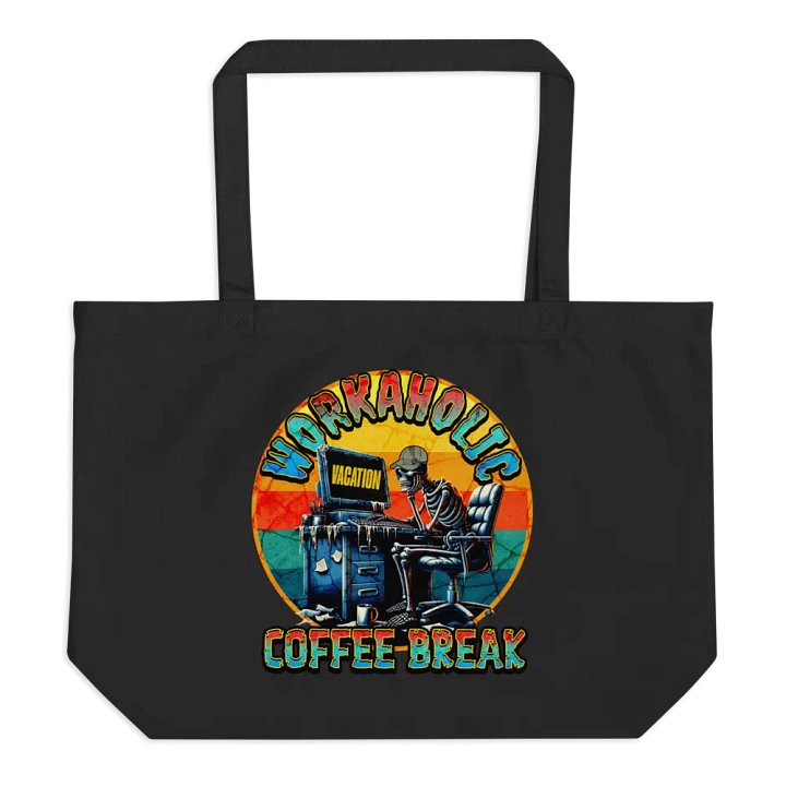Workaholic Coffee Break Vacation Skeleton Tote Bag product image (1)