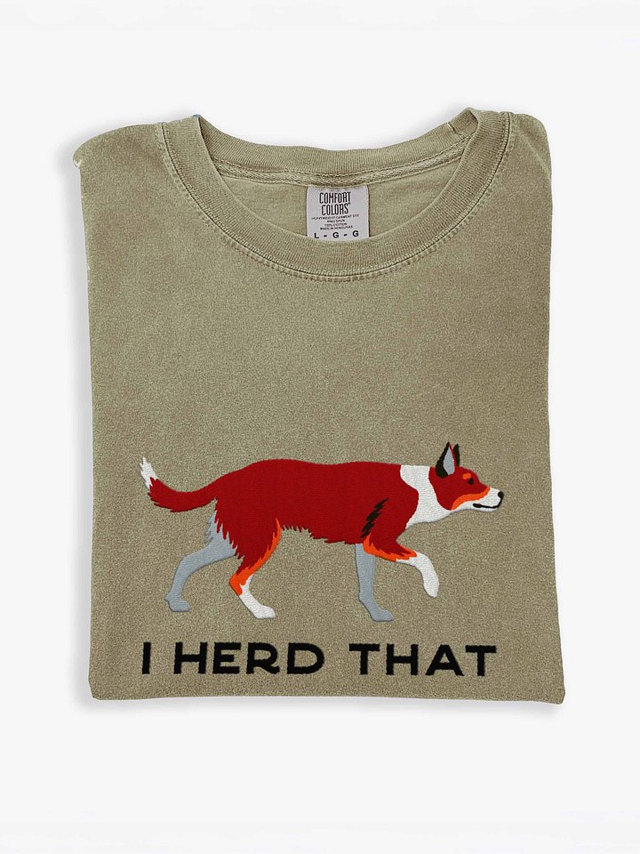 I Herd That T-Shirt(Embroidered) of a Smooth-Coated Border Collie(Red Tricolor) product image (2)