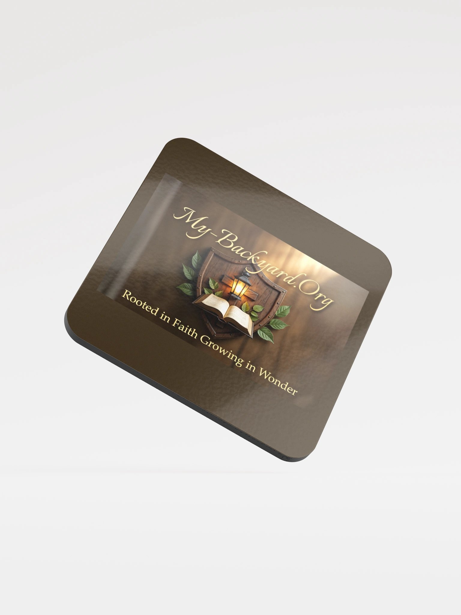 The Backyard Shield — Glossed Cork Coaster product image (1)