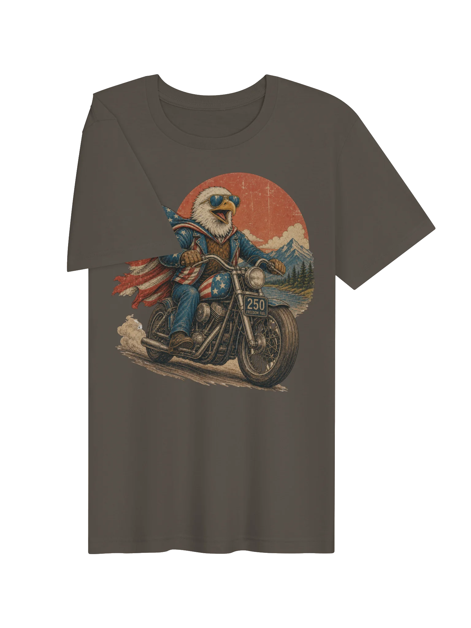 Bald Freaking Eagle on Motorcycle America Tee | USA T-Shirt product image (3)