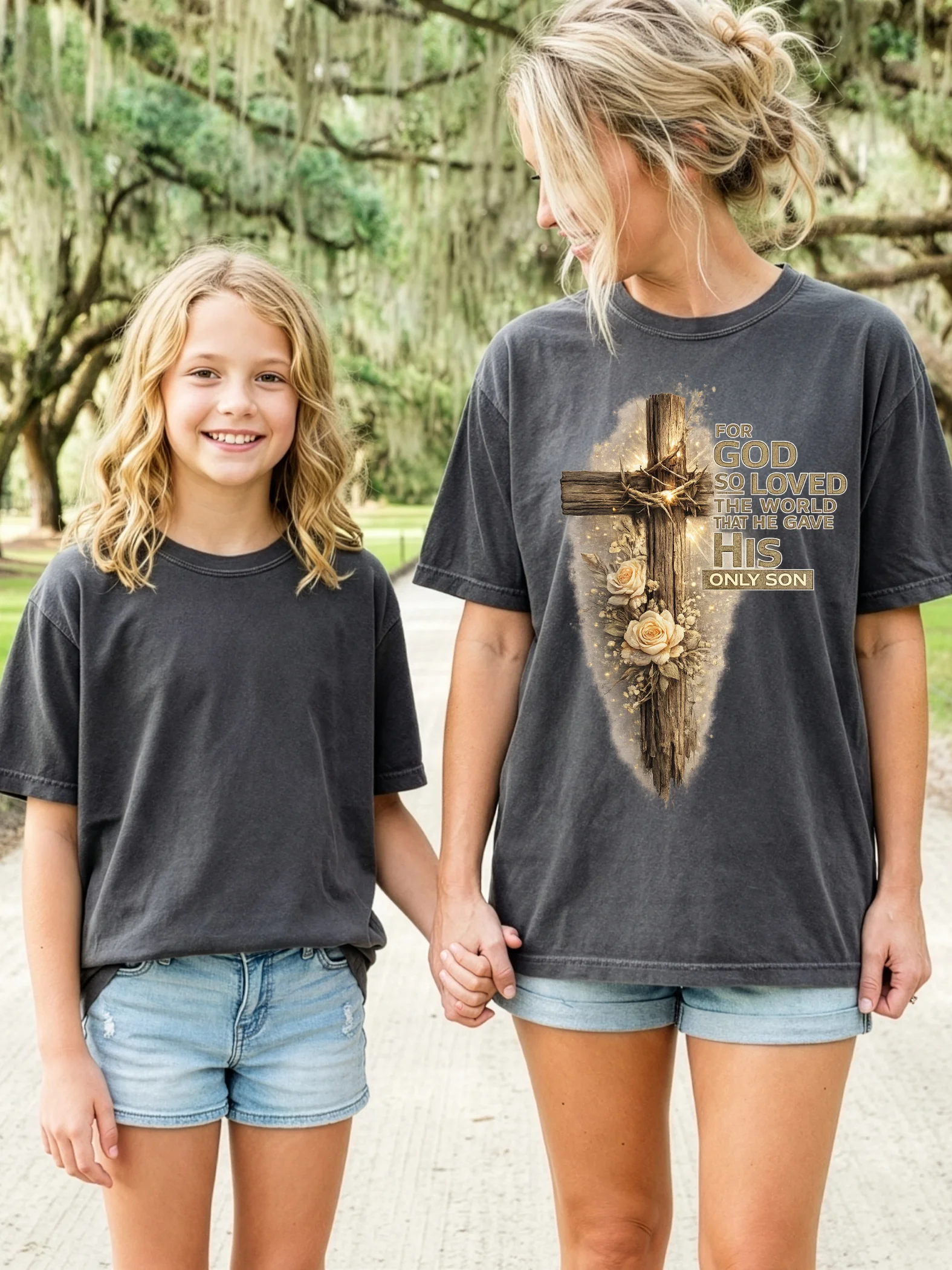For God So Loved the World That He Gave His Only Son Wooden Cross Christian T-Shirt Design | John 3:16 Faith Graphic | Kingdom Life Co. product image (1)