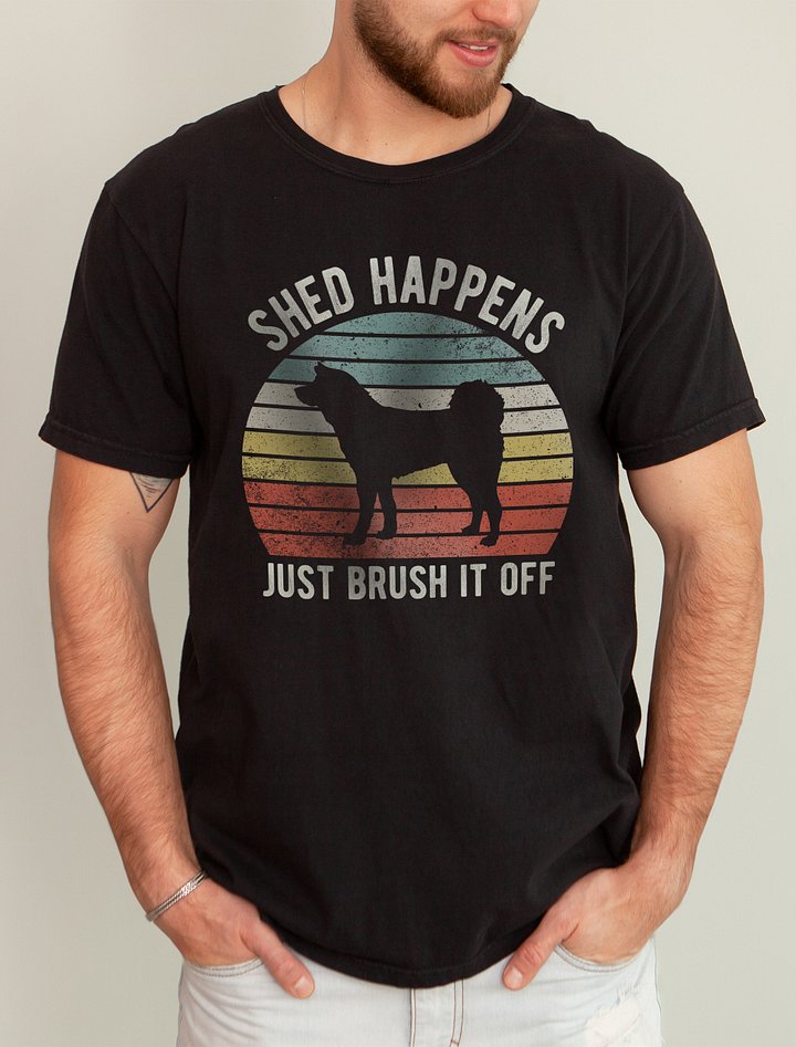 Shed Happens Tee | Funny Akita Inu T-Shirt for Dog Lovers | Retro Vintage Sunset Dog Lover T-Shirt product image (2)