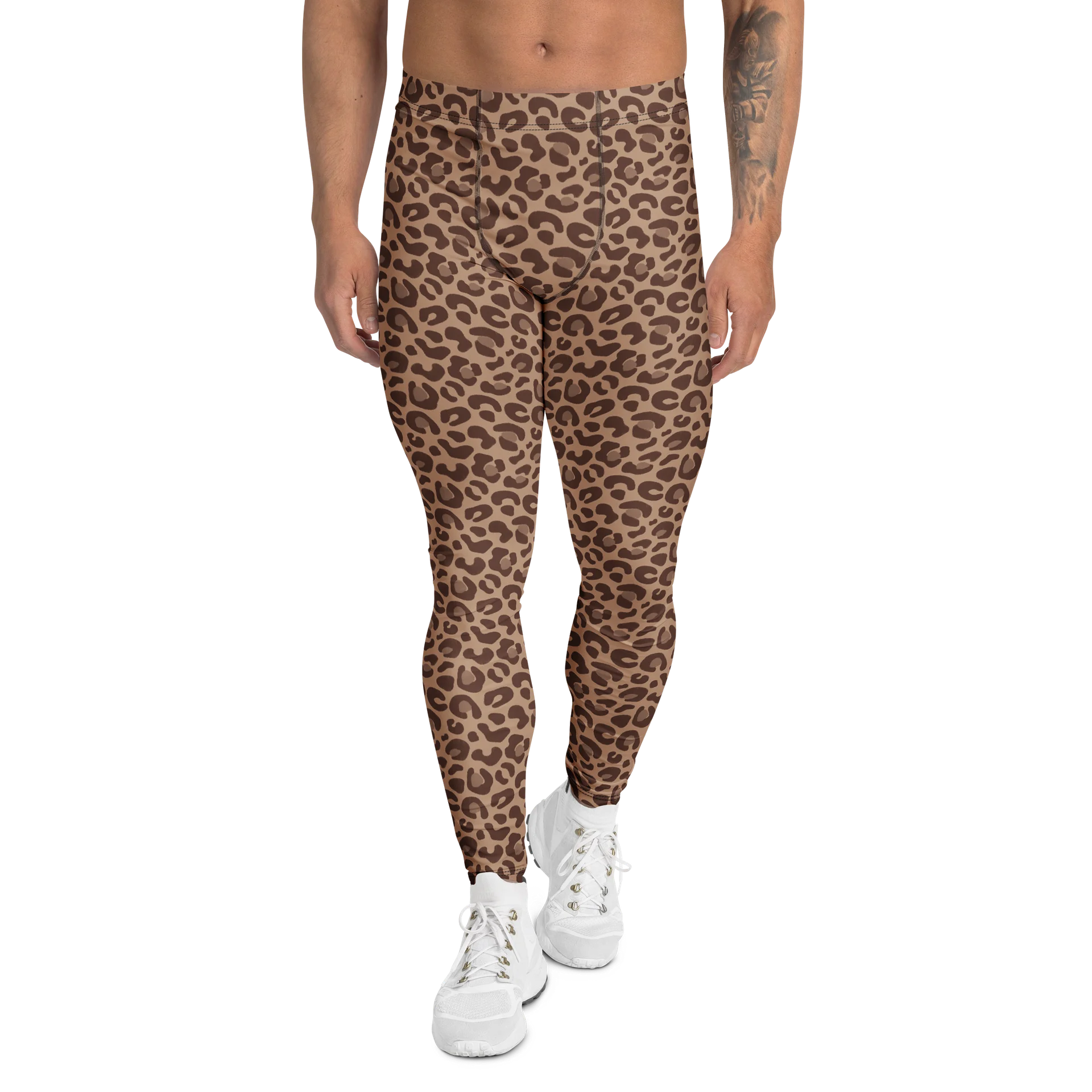 Bold Brown Leopard Skin Men's Workout Leggings product image (1)