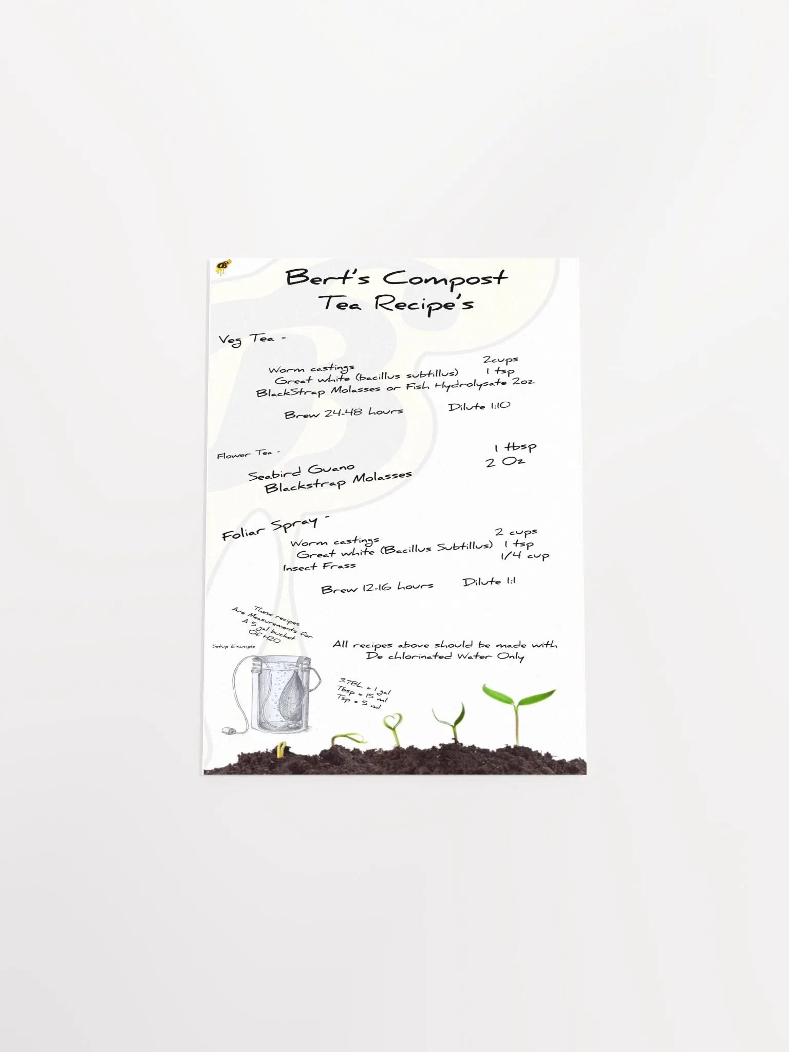 Bert's Compost Tea Recipes Card product image (4)