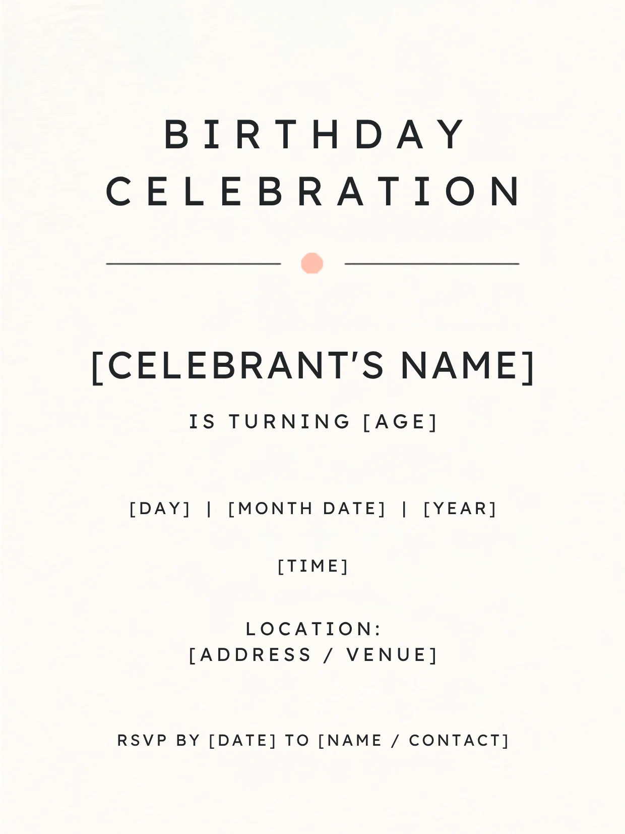 Minimalist Birthday Invitation Template, Editable Modern Party Invite, Printable Simple Invitation, Canva Instant Download Digital product image (2)
