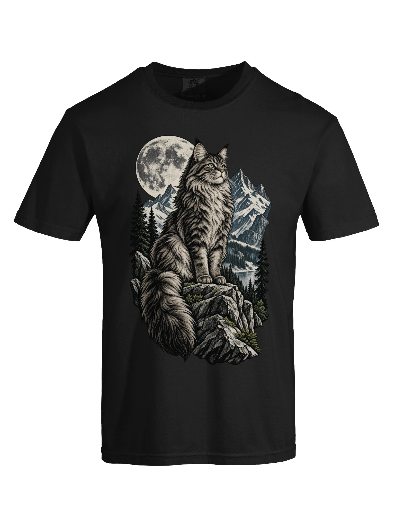 Moonlit Mountain Cat T-Shirt – Wild Nature Graphic Tee product image (9)