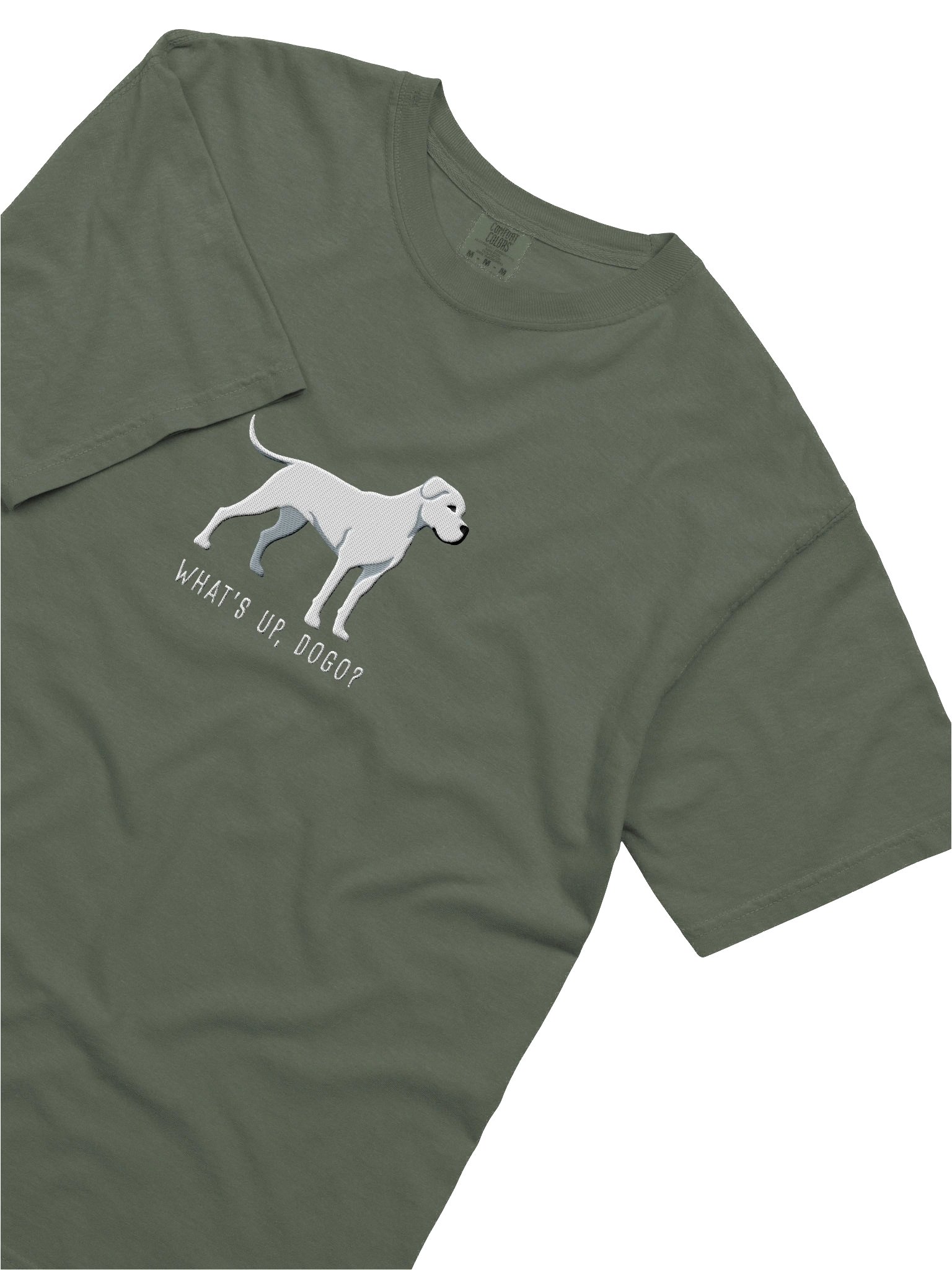What's Up, Dogo? T-Shirt(Embroidered) of a Dogo Argentino(White) product image (8)