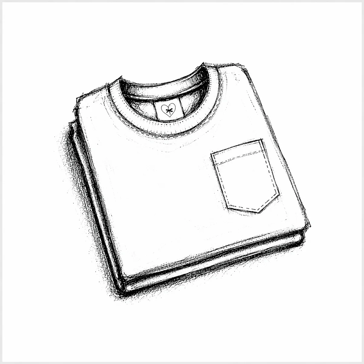 Hand-drawn folded shirt representing the Unbroken Universe shop