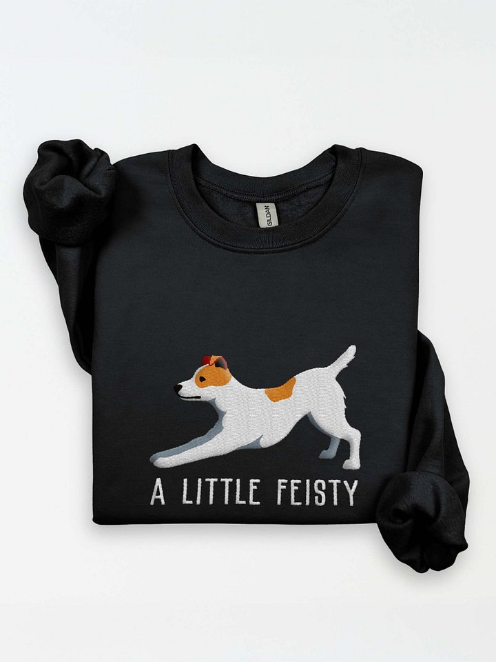 A Little Feisty Sweatshirt (Embroidered) of a Feist Dog(Tan & White) product image (2)