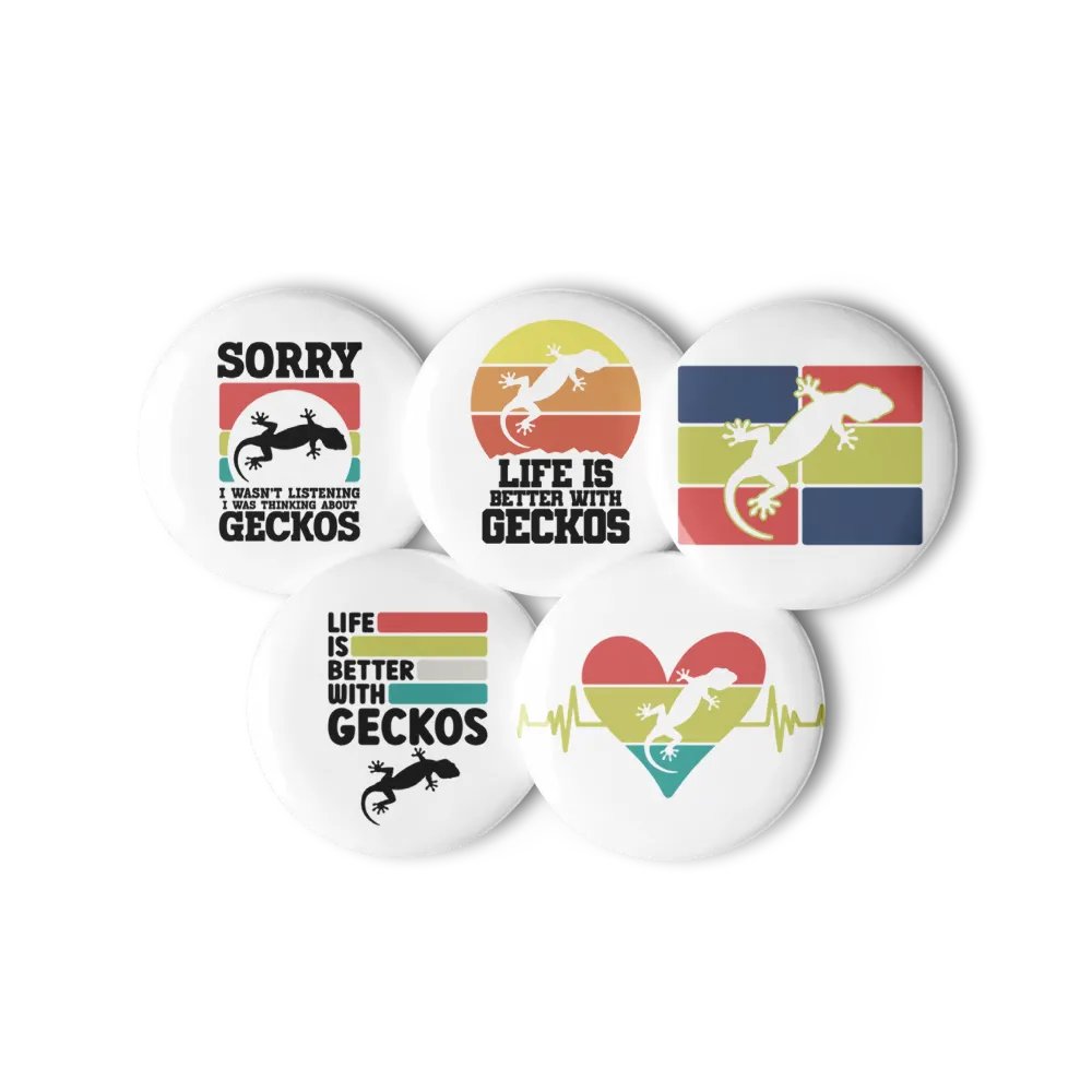 Glossy Color Collection: Pin Button Set with Geckos all over product image (6)