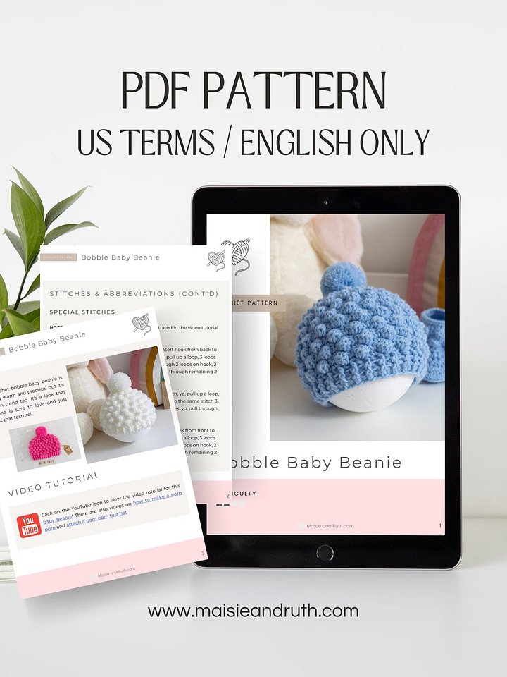 Bobble Baby Beanie Crochet Pattern product image (2)
