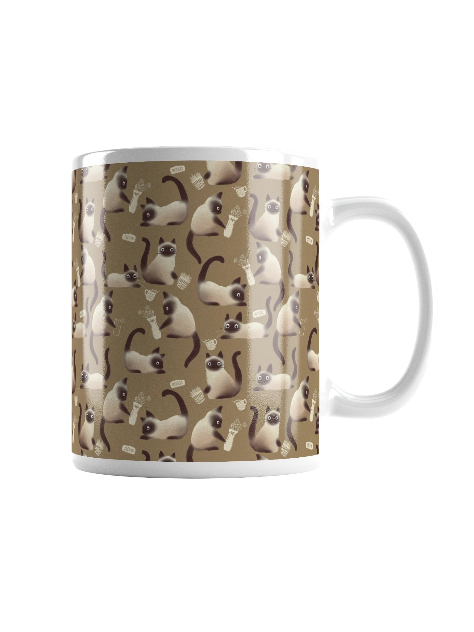 Bad Siamese Cats Knocking Stuff Over Coffee Mug, Brown product image (2)