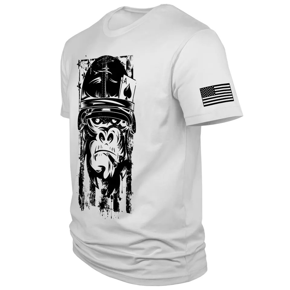 American Ace Of Spades Savage Ape Monkey Military Short Sleeve Shirt product image (2)