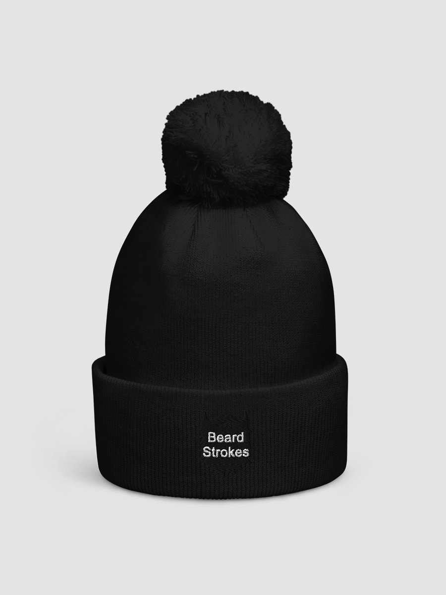 Black Beard Strokes Solid Pom-Pom Beanie product image (1)