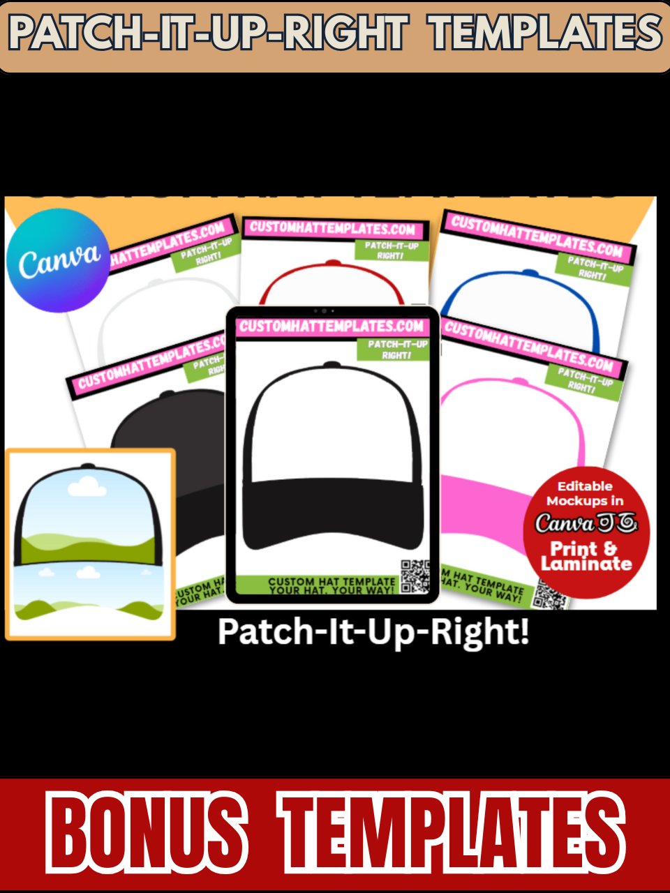 HL Sublimation Hat Templates and Video Tutorials Bundle Deal - Editable in Canva product image (8)