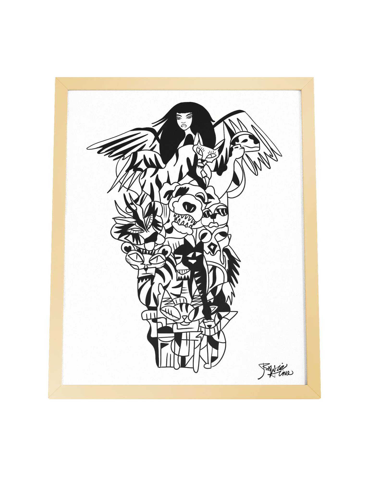Framed Poster Wall Art: Goddess of Unity - Black and White product image (4)