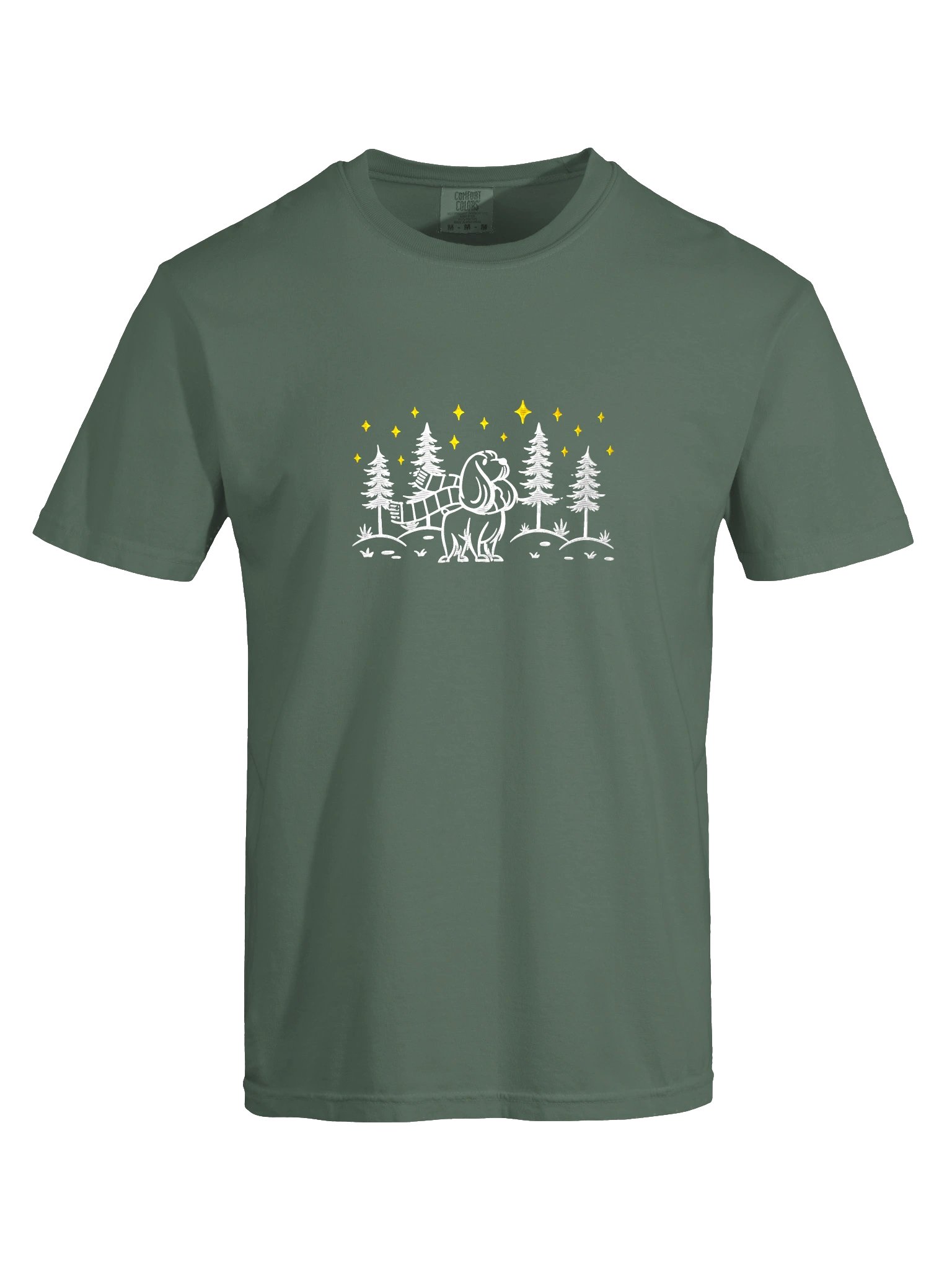 American Cocker Spaniel Winter/Christmas Line Art Design Embroidered T-Shirt product image (5)