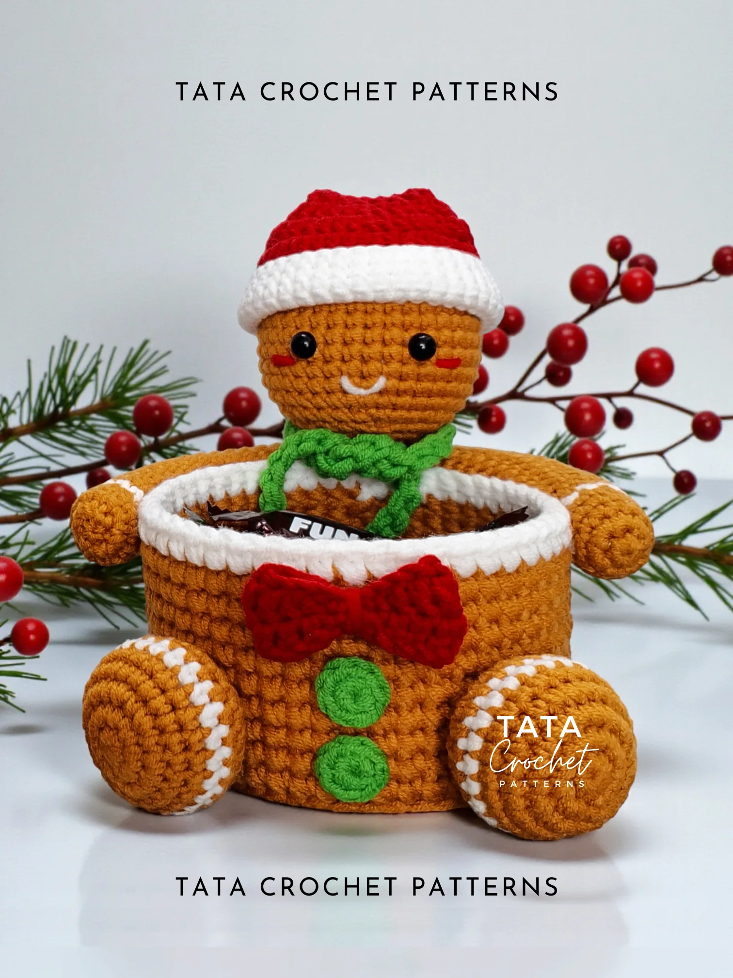 PDF Pattern | Crochet Gingerbread Man Basket | Christmas Gift & Decoration product image (2)