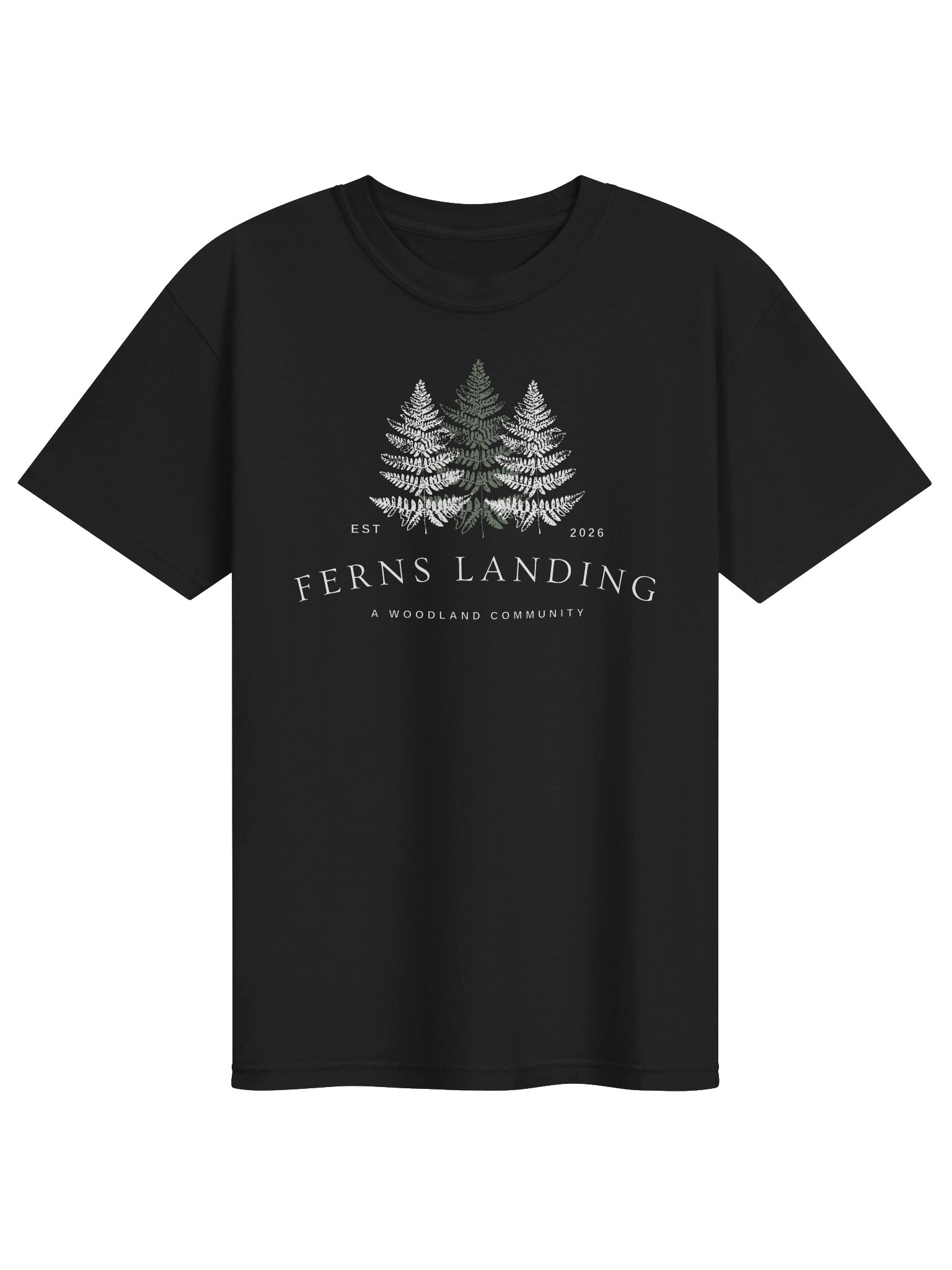 Ferns Landing Woodland Community T-Shirt | Vintage Botanical Fern Graphic Tee