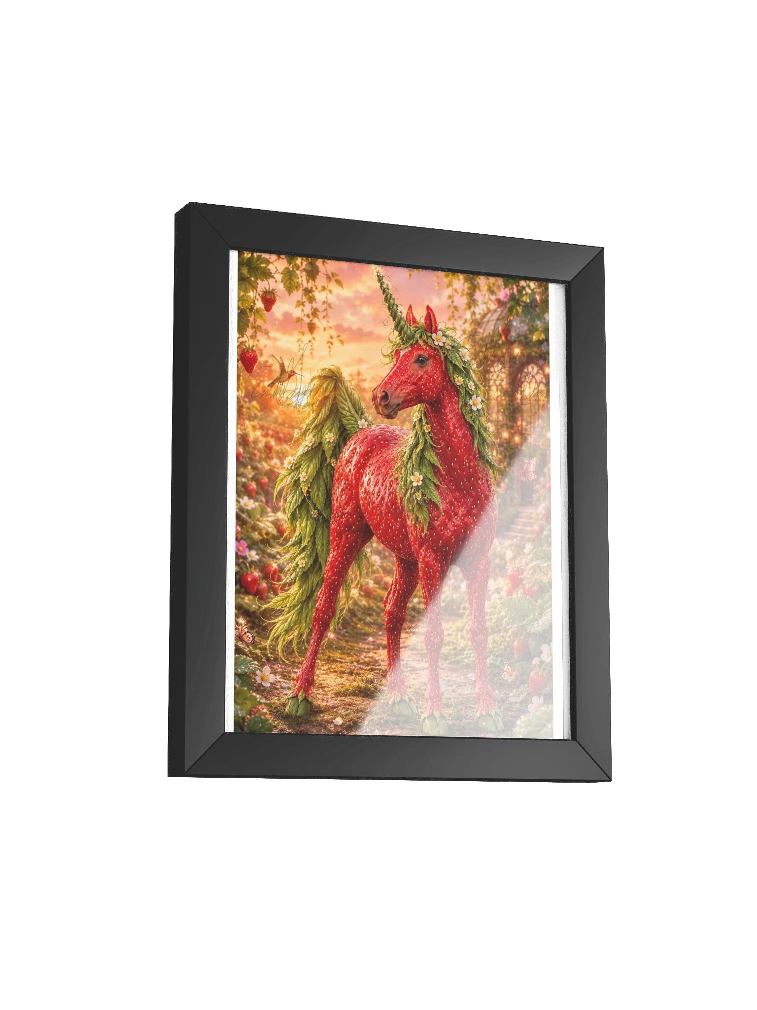 Strawberry Unicorn Black Framed Poster product image (34)