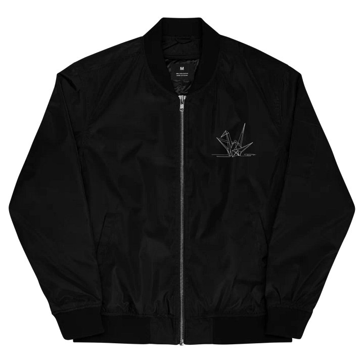 Zen Origami Crane Line Art Bomber Jacket product image (2)