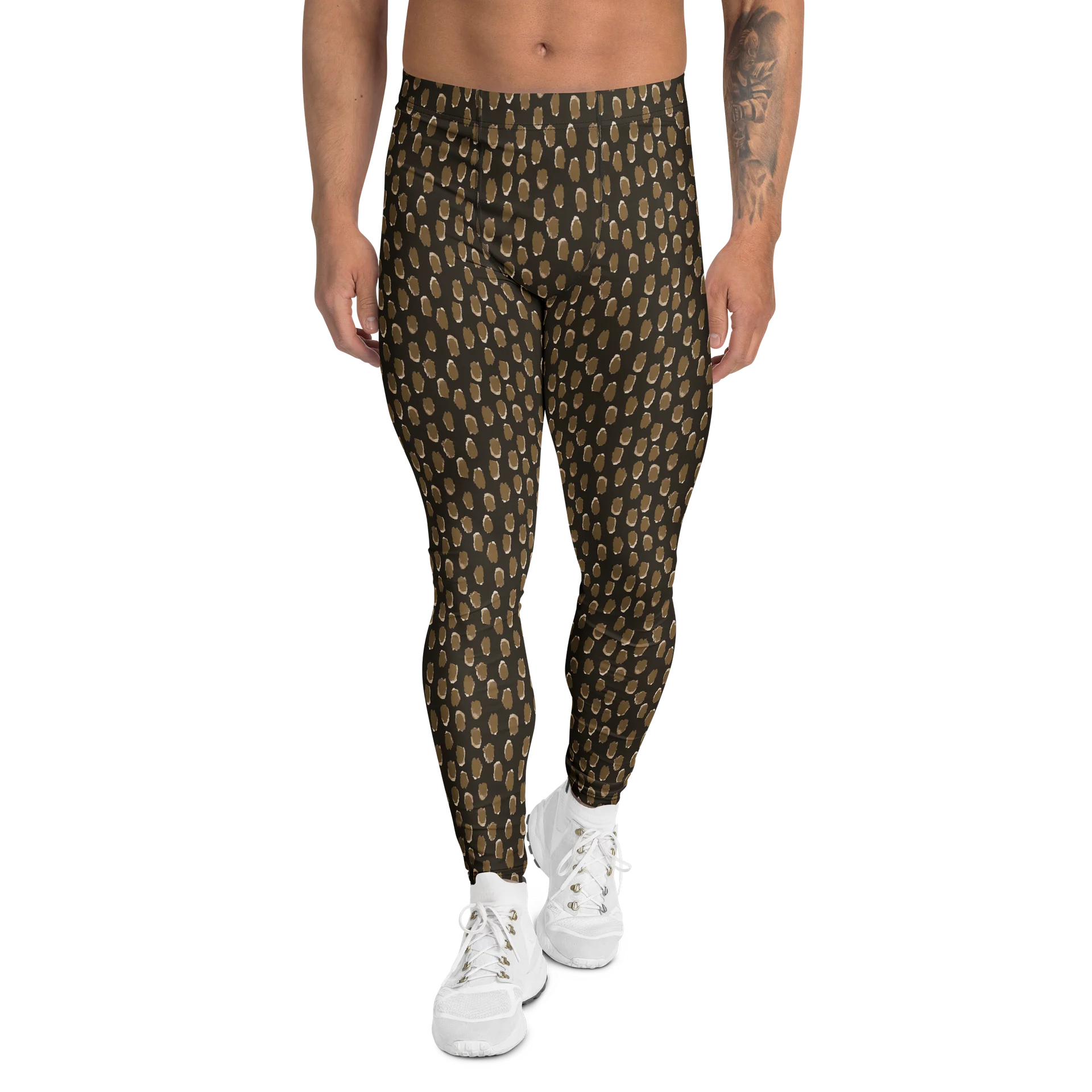 Watercolor Brown Spots Men's Athletic Leggings product image (1)