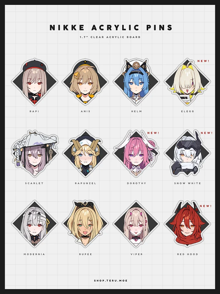 NIKKE Acrylic Pins product image (1)