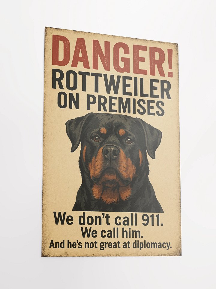DANGER! ROTTWEILER ON PREMISES POSTER product image (4)