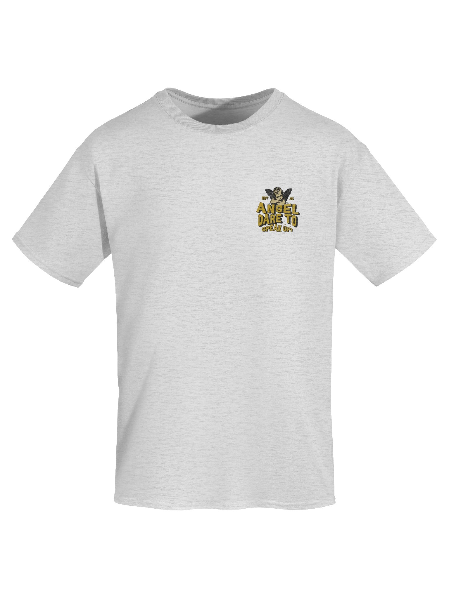 ANGEL Dare to Speak Up Vintage Collection Gildan Unisex T-shirt_EQALL® Billog Campaign_Pocket 100% Cotton_Mustard / Black product image (7)
