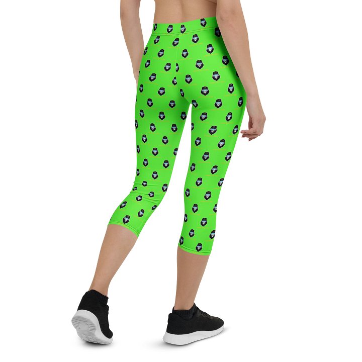 Synthsquatch Fitness Bigfoot Monogram Logo All-Over Print Capri Leggings (Neon Green) product image (2)