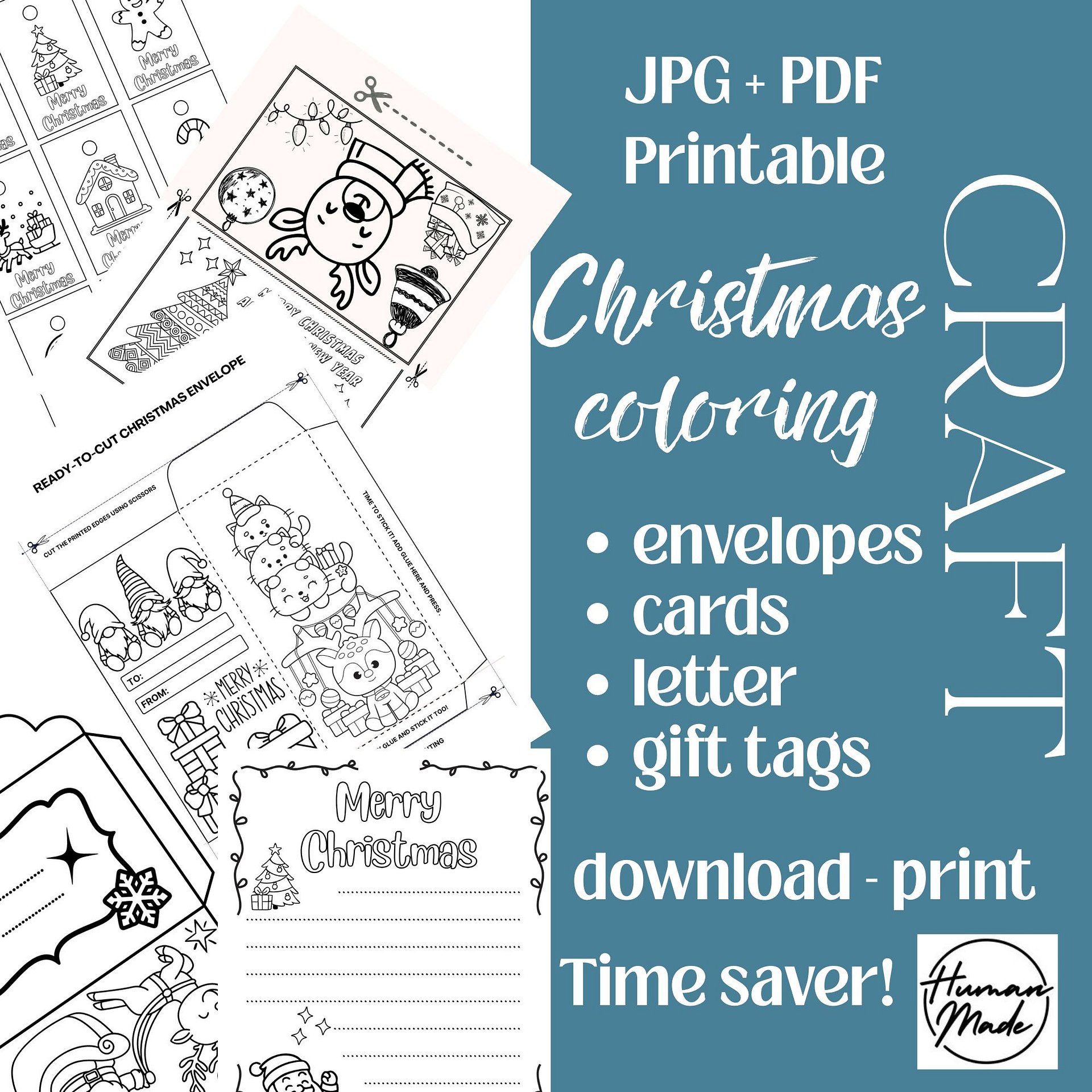 December Craft Activities Christmas Bundle Printable Envelope Card Letter Tags product image (1)