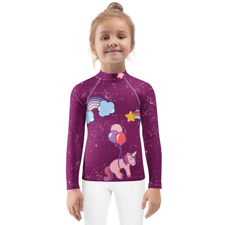 Whimsical Unicorn Balloon Kids Rash Guard product image (1)