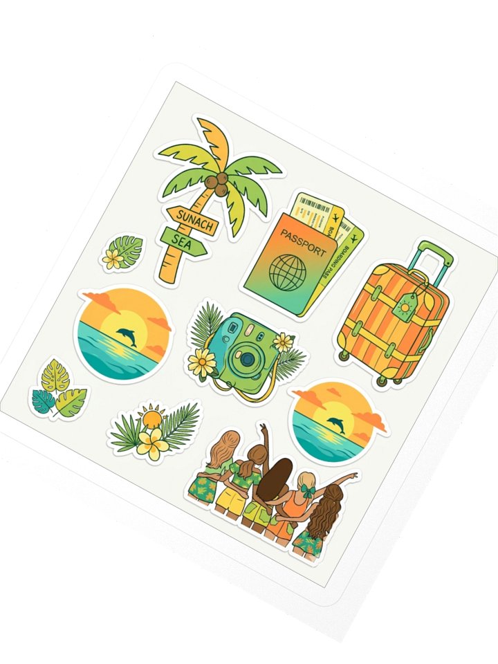 The Wanderlust Escape Sticker Sheet — Waterproof Tropical Travel Decals product image (2)